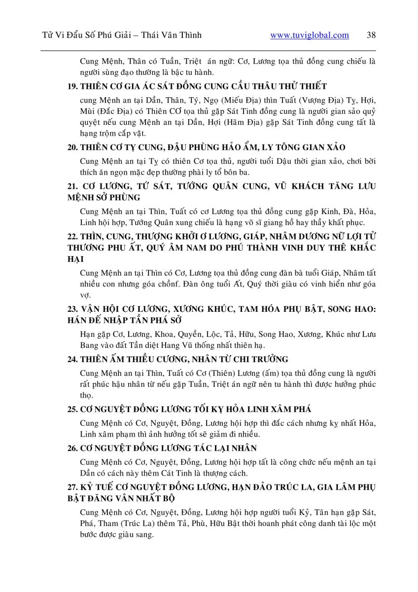 Tử Vi Đẩu Số Phú Giải - 38
