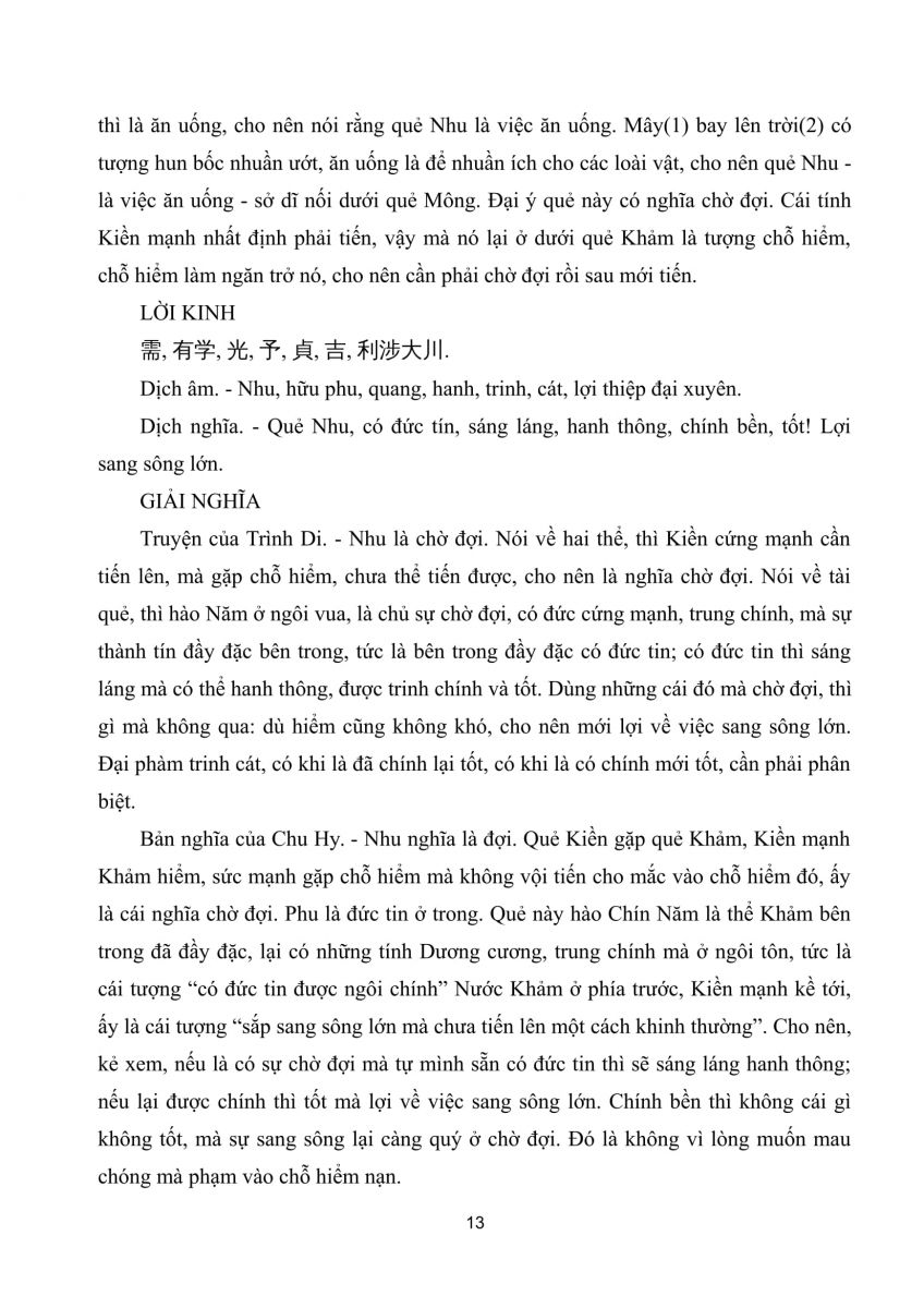 Quẻ 5 - Thủy Thiên Nhu - 13